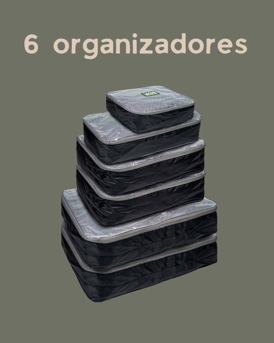 Set de 6 organizadores de maletas color negro | Locos de Viaje