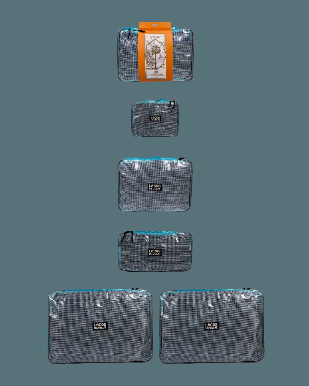 Set de 6 organizadores de maletas color azul | Locos de Viaje